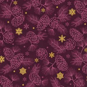 Gold Shimmer Purple Shadow Pine Fabric 0.5m