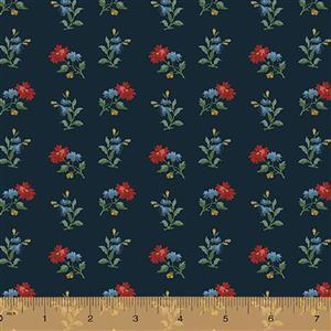 Camilla Small Red Flowers on Navy Fabric 0.5m