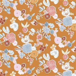 Riley Blake Heartsong Floral Blooms Gold Fabric 0.5m