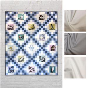 Bird of the Month Blue Double Irish Chain Quilt Kit: Instructions, Panel & Fabric (5.5m)