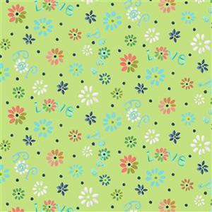 Enchanted Garden Ditsy Flowers Green Fabric 0.5m