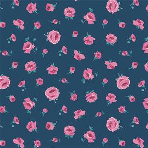 Liberty Flower Show Midnight Garden Mary Rose Blue Fabric 0.5m