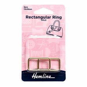 Rectangular Ring 15x30mm Gold 2 Pieces