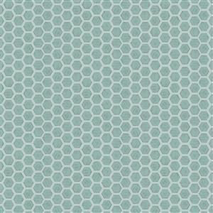 Lewis & Irene Queen Bee Honeycomb On Aqua Fabric 0.5m