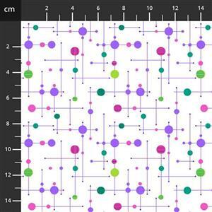 Henry Glass Mid Century Modern Purple Dots and Sticks Fabric 0.5m