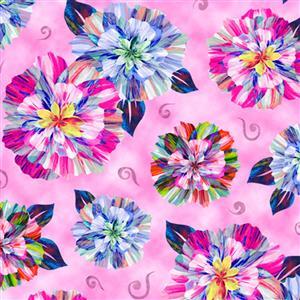 Floral Fascination Spaced Floral Pink Fabric 0.5m