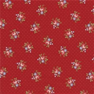Moda Belle Isle Dotted Floral Ditsy on Red Fabric 0.5m