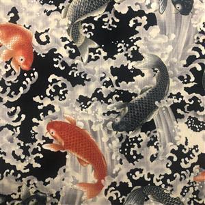 Zono Japanese Koi on Navy Blue Fabric 0.5m