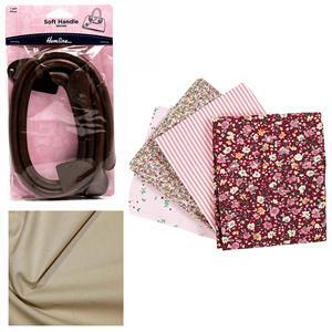 Rose Patchwork Fabric Sampler Bag Bundle: FQ's (4pcs), Bag Handles & Fabric (1m)