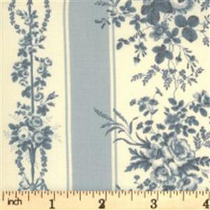 Moda Jardin De Fleurs Gray Floral Stripe Fabric 0.5m