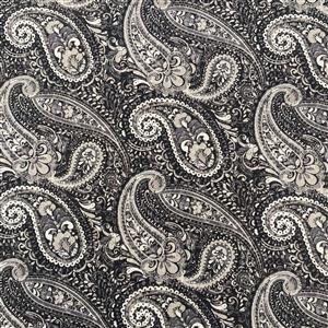 Shelby Paisley Black Extra Wide Backing Fabric 0.5m (280cm Width)