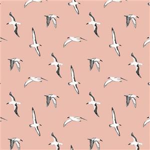 Riley Blake Heartsong Seagulls Peach Fabric 0.5m