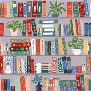 Lewis & Irene Bookworm Multi Book Shelf Fabric 0.5m