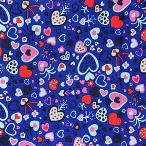 Homeward in Blue Hearts Fabric 0.5m