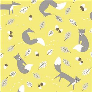 Cotton Lifestyle Mr Fox Yellow Fabric 0.5m