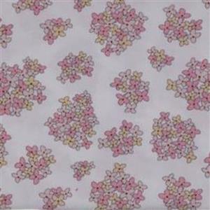 Country Roads Pink Blossoms on White Fabric 0.5m